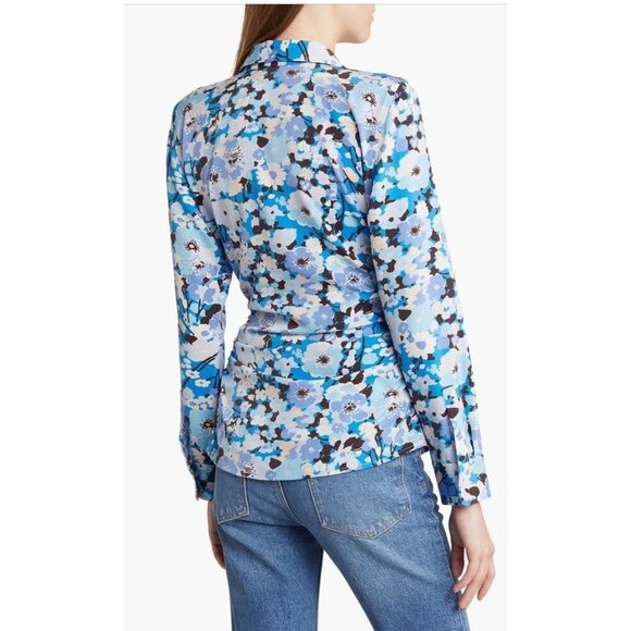 NWT Rails Lisa Top in Blue White Black Zinnia Button Up Size Large - Picture 6 of 13